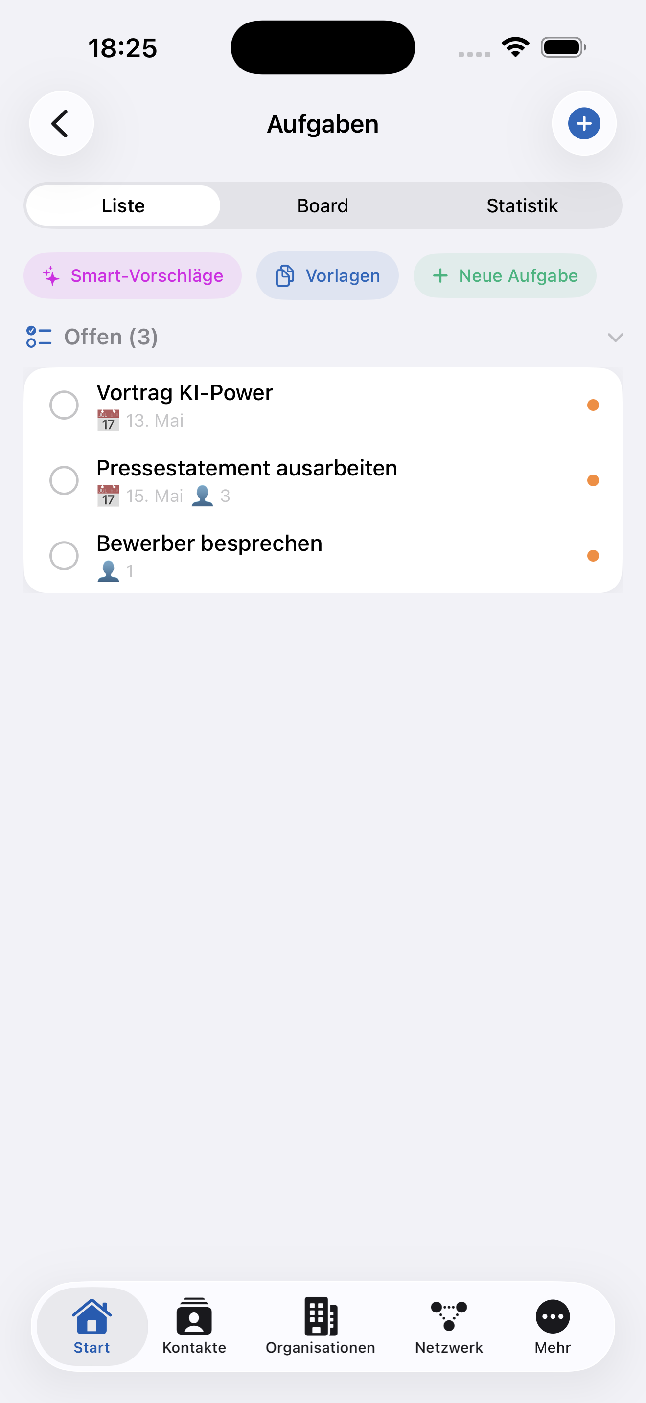 Aufgabenliste mit Wiederholungen und Vorlagen